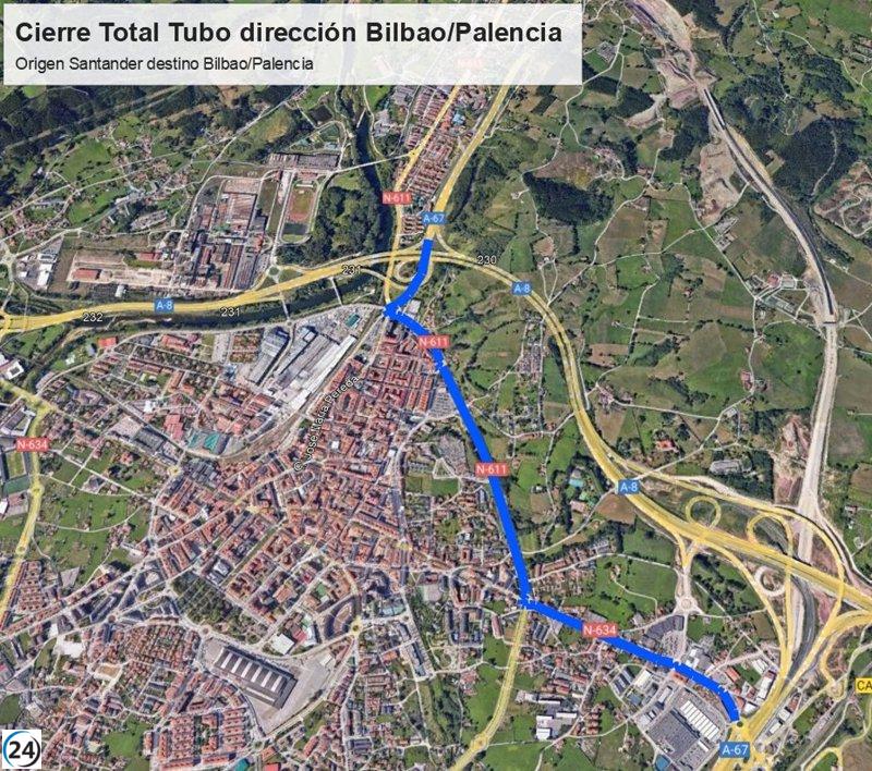 Corte nocturno del túnel de Torrelavega en la A-8 hasta el 6 de junio.