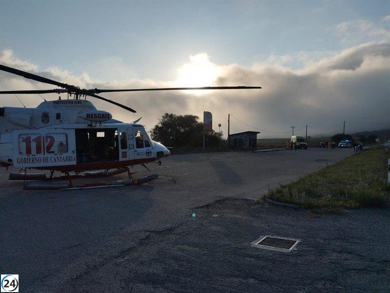 Motociclista de 53 años en estado crítico tras accidente en la N-623, cerca del Puerto del Escudo.