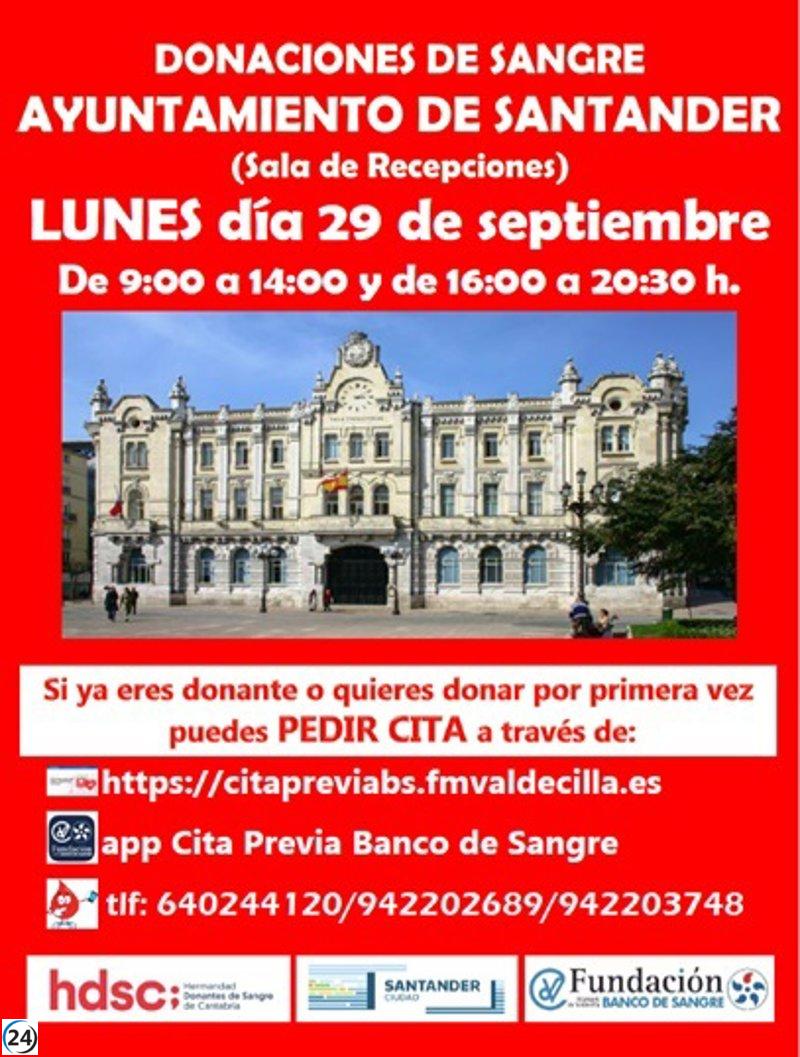 Santander organiza este lunes un centro de donación de sangre.