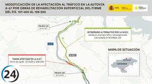 Cierre temporal de la A-67 en Campoo de Enmedio desde mañana hasta el 18 de octubre.