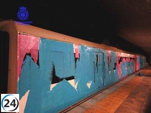 Dos jóvenes detenidos tras pintar vagones de tren en Santander y resistirse a la policía.