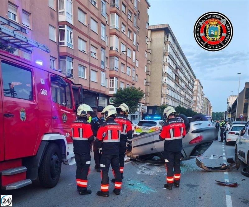 El conductor del coche volcado en la calle Castilla dio positivo en alcohol por más del triple.