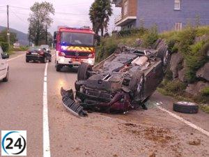Conductor resulta herido leve luego de volcar su automóvil en Sobarzo