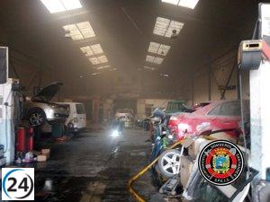 Oportuna intervención de los bomberos evita desastre en taller mecánico próximo a Gajano